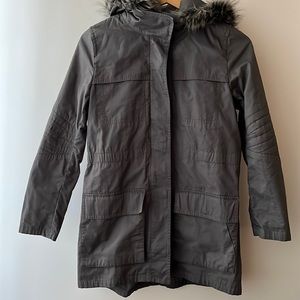 Vince Trench Coat NWOT with Removable Faux Fur Hood, Sz XL